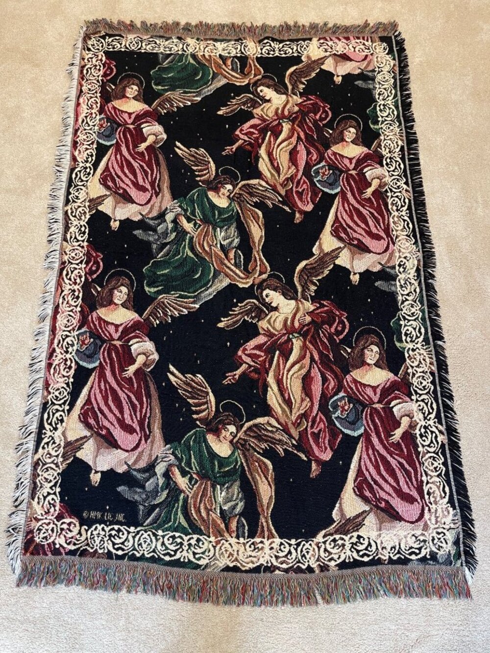 Goodwin Weavers Angelic Season Tapestry Throw Afghan Blanket 100% Cotton 46 x 67 - Picture 5 of 16